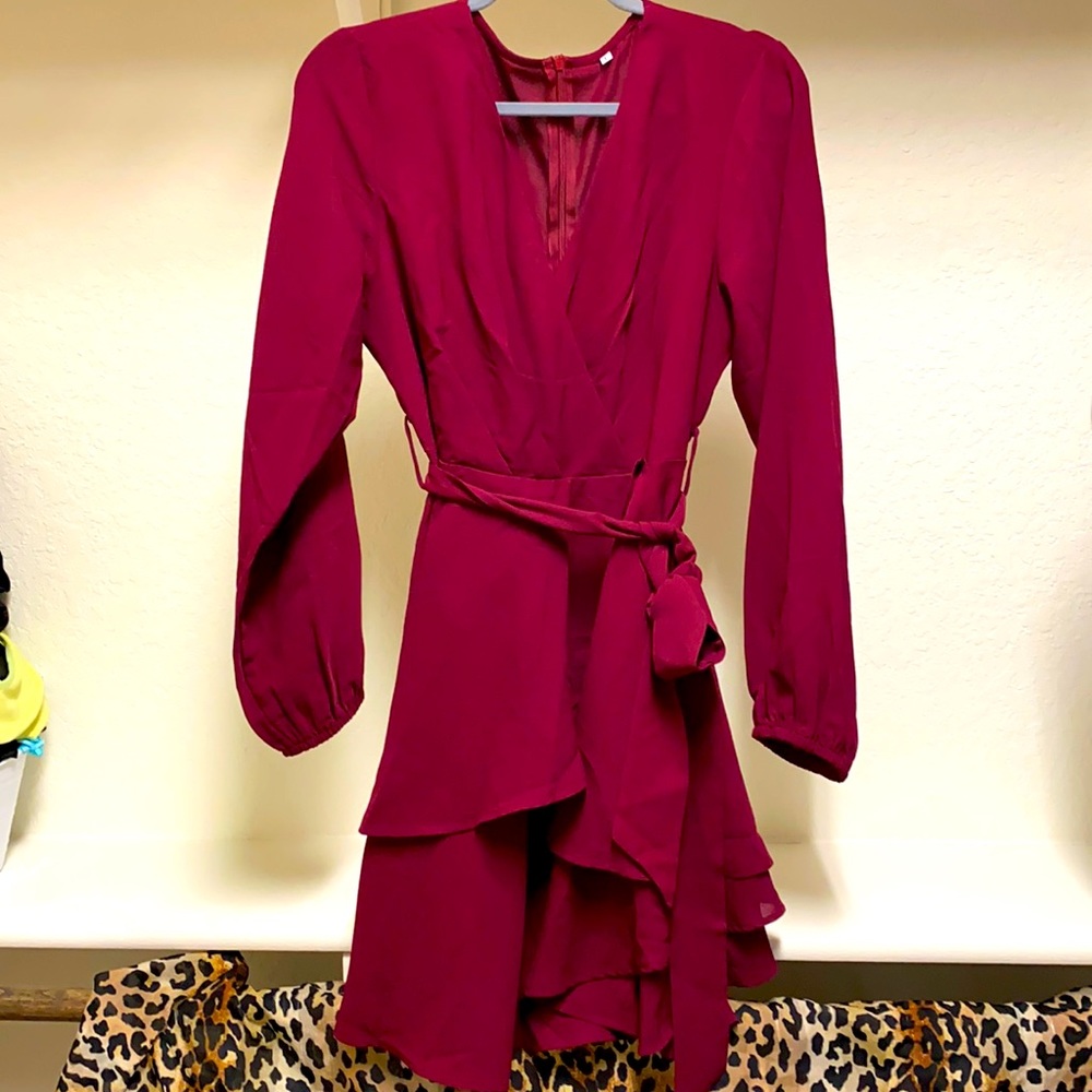 Beautiful low cut Burgundy dress